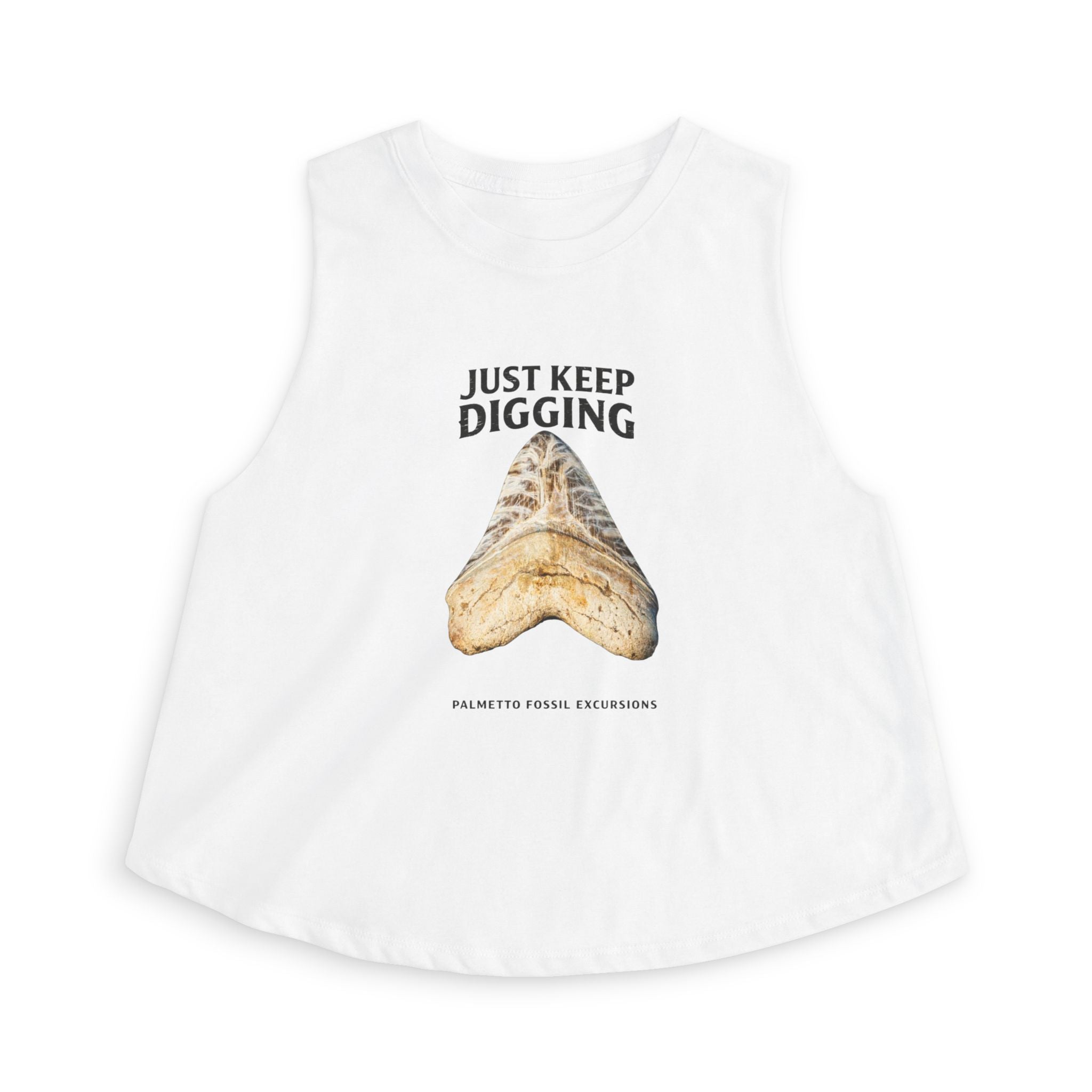 Just Keep Digging Shark Tooth Crop Top — Fossil Hunting Beach Tank