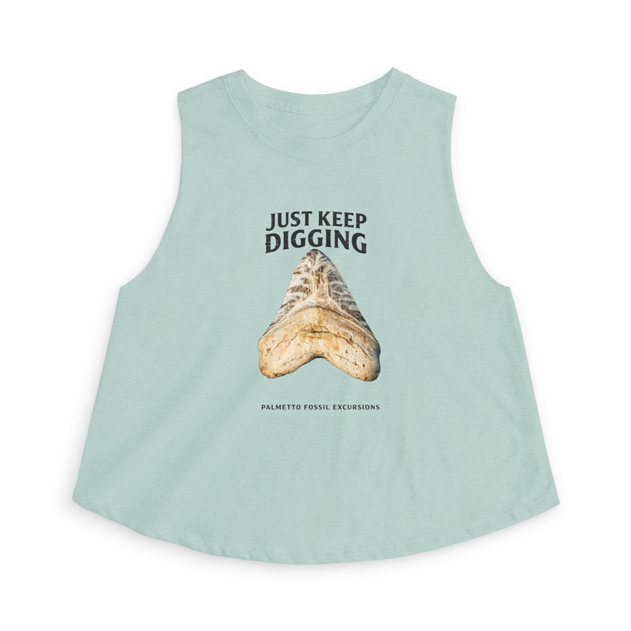 Just Keep Digging Shark Tooth Crop Top — Fossil Hunting Beach Tank