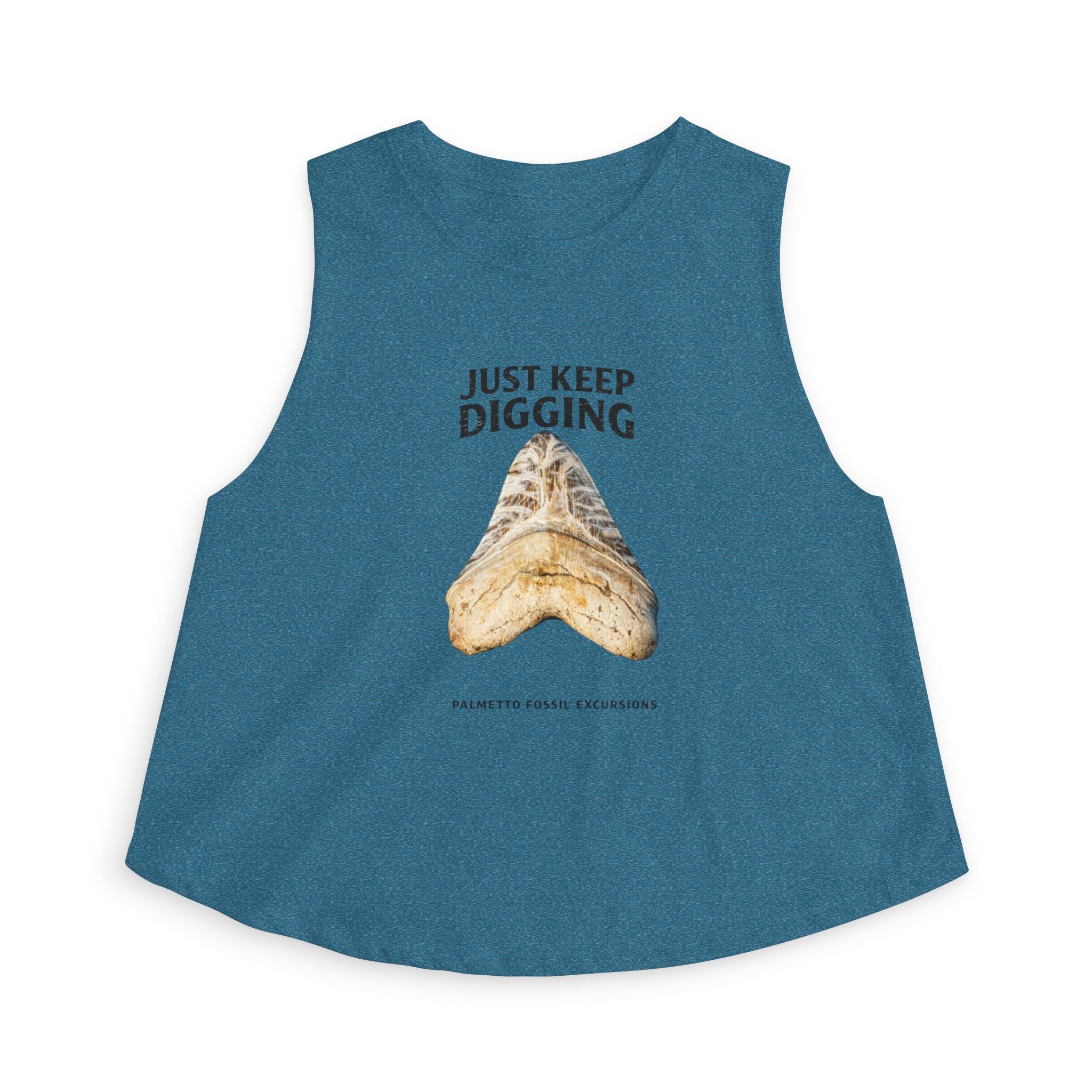 Just Keep Digging Shark Tooth Crop Top — Fossil Hunting Beach Tank