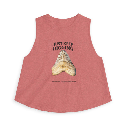 Just Keep Digging Shark Tooth Crop Top — Fossil Hunting Beach Tank